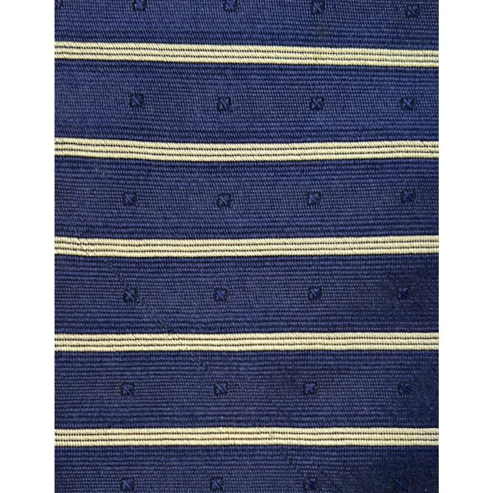 Tommy Hilfiger Mens Silk Tie Navy Gold Stripe Crest USA Classic Designer